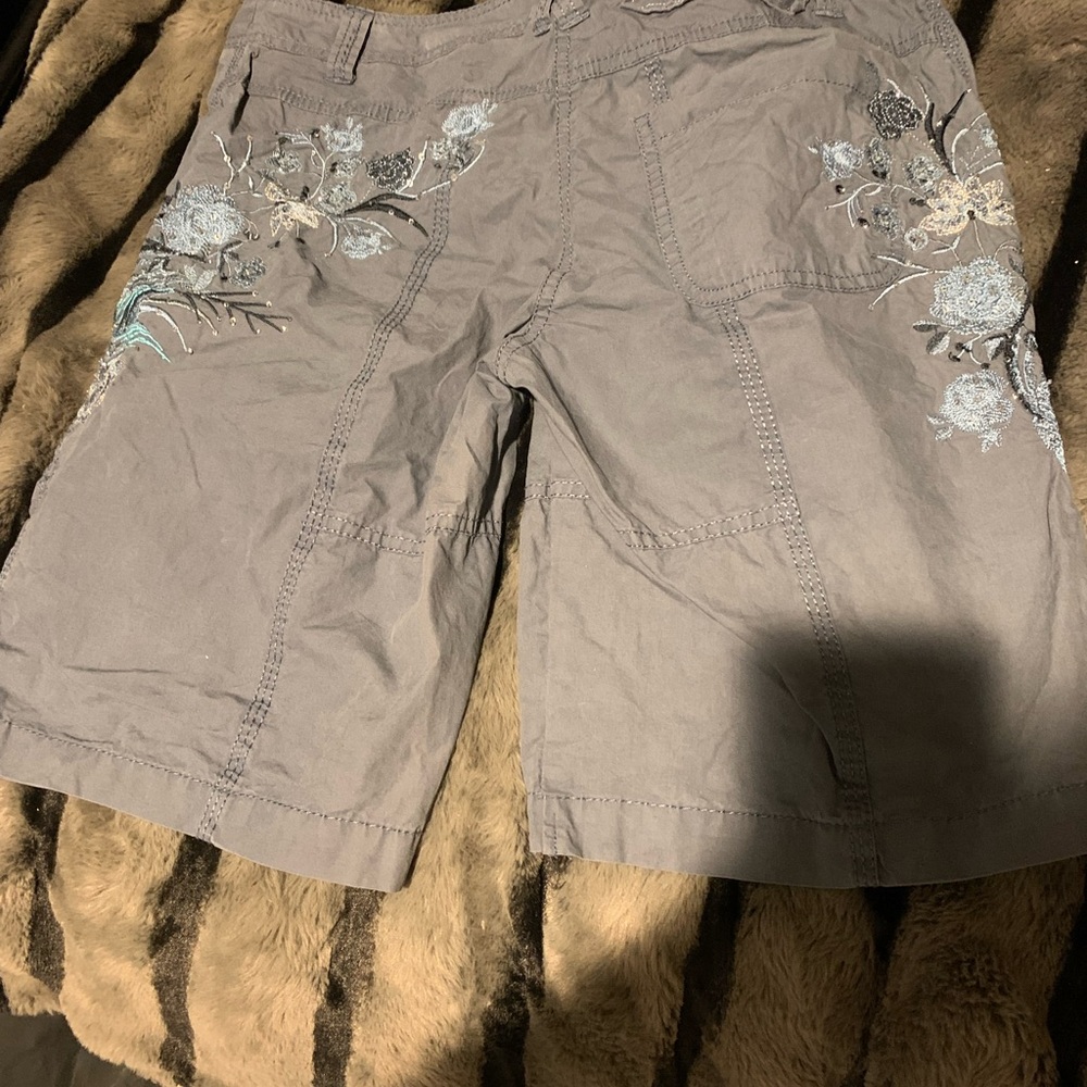 #334 Papaya Embroidered Gray board shorts Women's Shorts